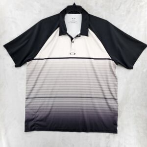 Oakley‎ Performance Golf Polo Mens 2XL XXL BLACK Gray Polyester